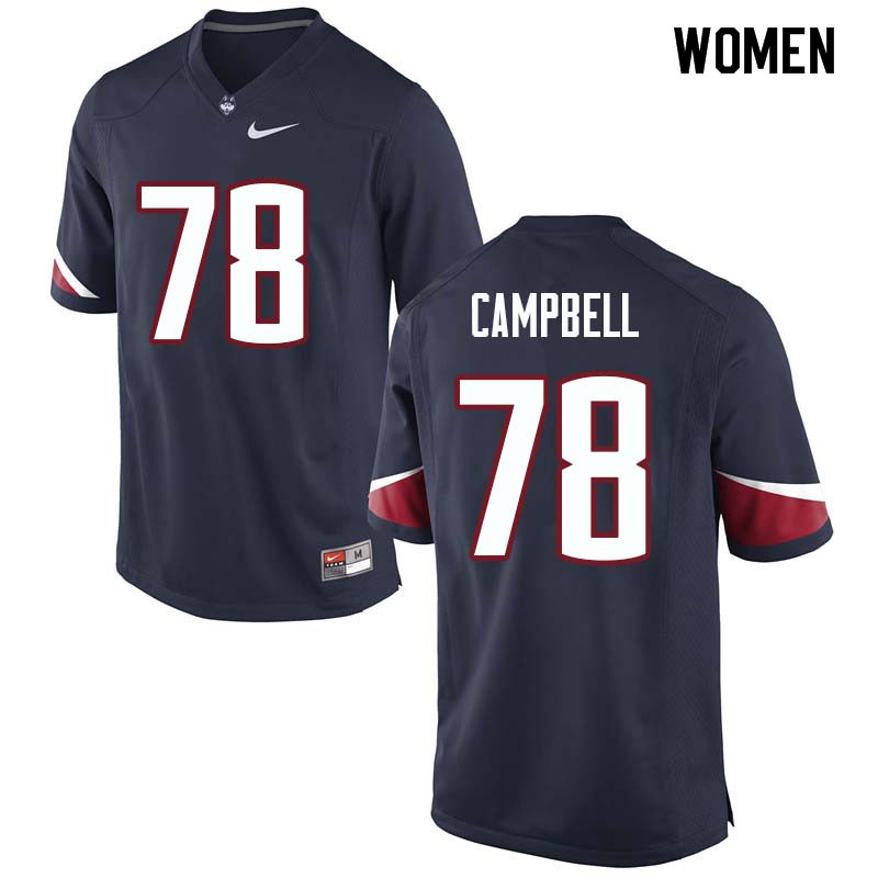 Women #78 Ian Campbell Uconn Huskies College Football Jerseys Sale-Navy